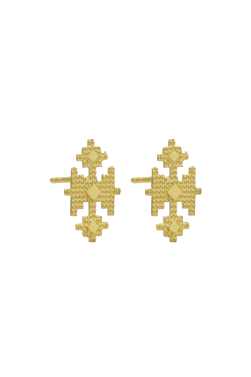 Zoe & Morgan Pisac Studs - 22k Gold Plate - Image 3
