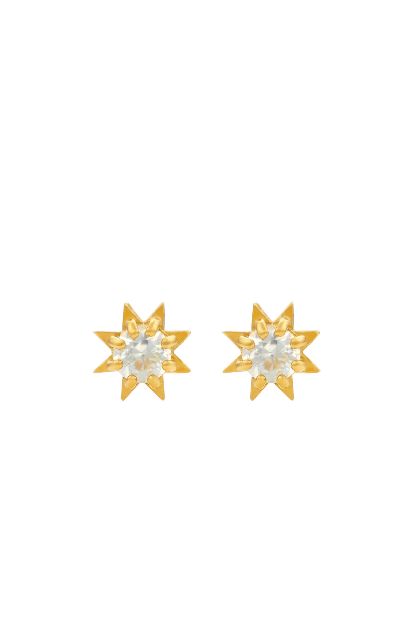 Zoe & Morgan Stella Earrings - Gold Plate/White Zircon - Image 3