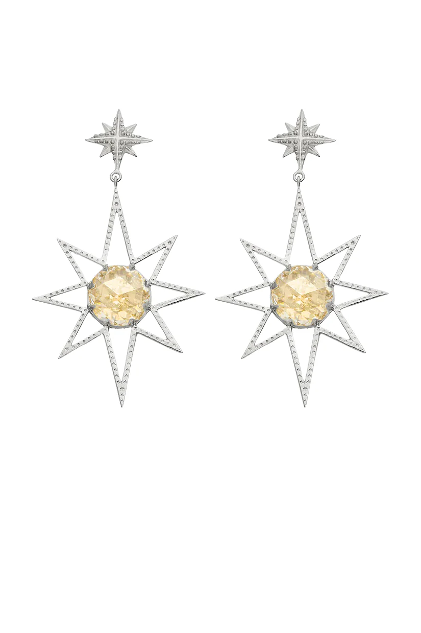 Zoe & Morgan Sunburst Earrings 925 Sterling Silver - Lemon Quartz - Image 4
